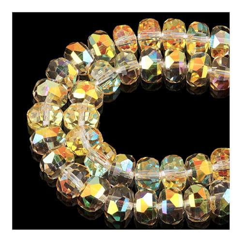 DIQIO Glitzernde Rondelle-Kristallperlen zur Schmuckherstellung, 8 mm, facettierte Abstandshalter für Armbänder (75–80 Stück, glitzerndes Gold AB) von DIQIO