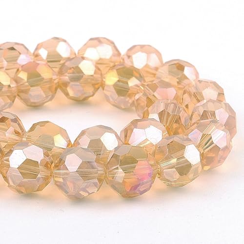DIQIO Kristallperlen zur Schmuckherstellung, 10 mm, 32 facettierte, schillernde Perlen für Armbänder (65–72 Stück, Champagner AB) von DIQIO