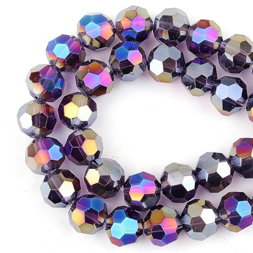 DIQIO Kristallperlen zur Schmuckherstellung, 10 mm, 32 facettierte, schillernde Perlen für Armbänder (65–72 Stück, Violett AB) von DIQIO