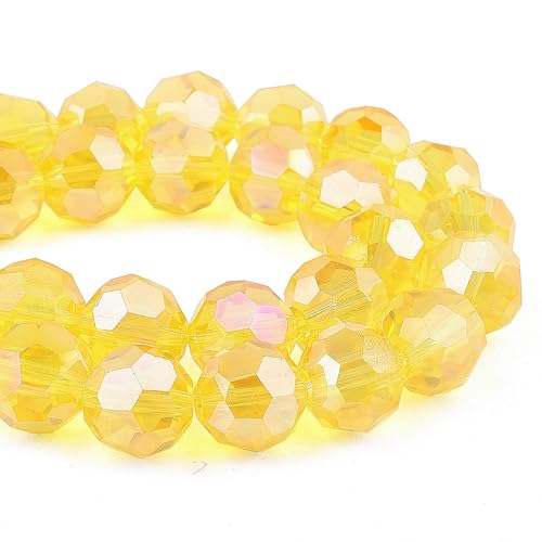 DIQIO Kristallperlen zur Schmuckherstellung, 10 mm, 32 facettierte, schillernde Perlen für Armbänder (65–72 Stück, goldgelb AB) von DIQIO