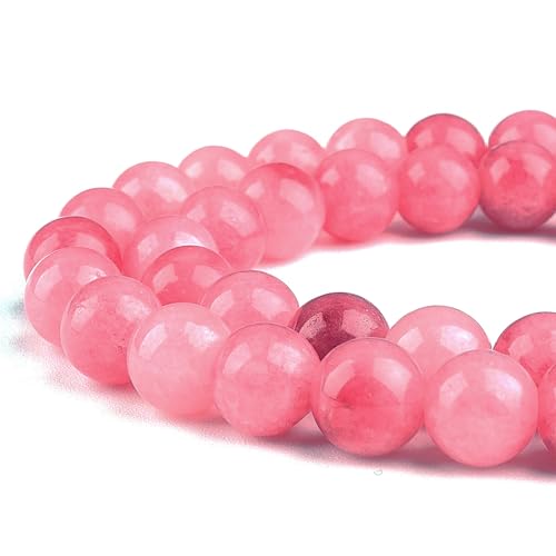 DIQIO Natürliche rosa Jadeperlen zur Schmuckherstellung – Steinperlen für Armbänder, 10 mm Perlen, runde lose Perlen (34–37 Stück, 10 mm, rosa Jade) von DIQIO