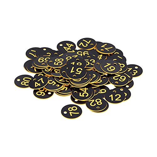 100pcs Rundnummer Tag Tag Beehive Zeichen Marker Etiketten mit Hole Farm Imkere -Zubehör Haltbares ABS -Material für Bienenstockmanagement Identifikation Identifizierung (Black Yellow) von DIRBAK