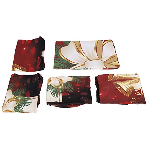 DIRBAK Weihnachten Tischdeckenstuhlabdeckungen Set Festliche Dekoration Polyester Tischtuchstuhl Cover für Heimküche Esszimmer Holiday Party Dekorationen Dekorationen (Bell Style 140 * 140cm) von DIRBAK