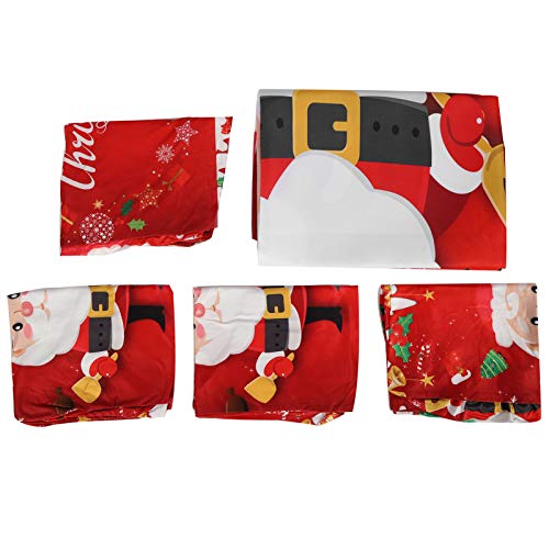 DIRBAK Weihnachten Tischdeckenstuhlabdeckungen Set Festliche Dekoration Polyester Tischtuchstuhl Cover für Heimküche Esszimmer Holiday Party Dekorationen Dekorationen (Red Santa Claus 140 * 140cm) von DIRBAK