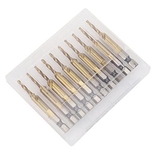Hex -Schaftschrauben -Hahnbohrmaschine Bit hohe Effizienz beschichtete Spiralflöte -Design für Bench Bohrer Power Bohrer Hochgeschwindigkeitsstahl 10pcs (M3-2.5 (6 square shank coating)) von DIRBAK