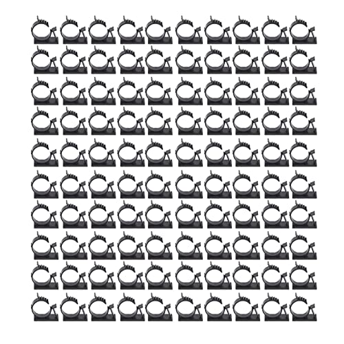 Kabelclips Einstellbare selbstklebende Drahtverwaltung Klemmen wiederverwendbares Nylon PA66 Kabelbindungshalter Black 100 PCs Set für Home Office Garage (YX-1316) von DIRBAK