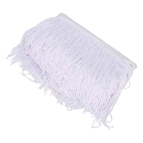 Quasten Fransen Spitzenverkleidung Polyester Dekorative Accessoires für Kleidungsstufe Dekoration Gold Dunkelviolett weiß dunkelbraun Royalblue 14 cm 9 Meter (White) von DIRBAK