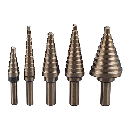 Stiefmaschinenbohrbit Set 5 PCs Carbid -Kegelbohrer -Bohrer für Holzmetallplastik Multi -funktional gestufte Bohrbit Kit für DIY -Projekte Haushaltswartung von DIRBAK