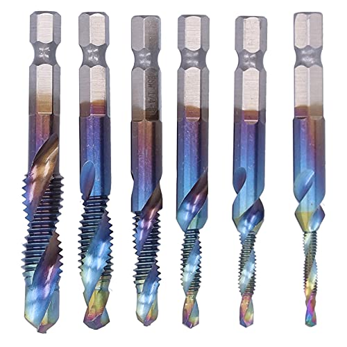 TAP -Bohrbit Bit Set Hochgeschwindigkeit Stahl Spiralhahnbohrer Bits Kombination Bohrklopfbits für Holzmetallen Aluminiumplatten Eisenblau 6pcs von DIRBAK