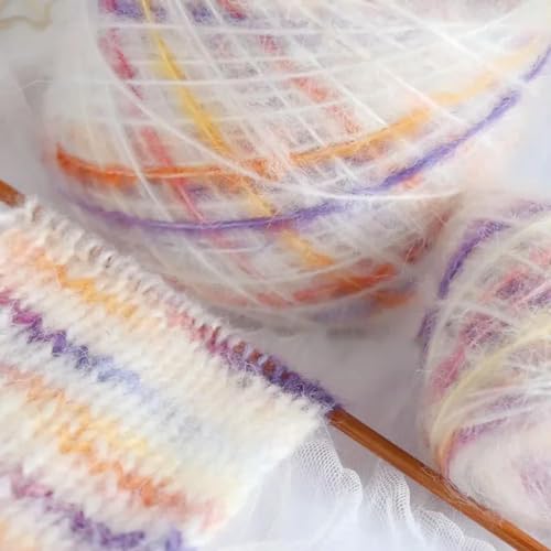50g Farbe Regenbogen Mohair Wolle Garn Plüsch Feine Wolle Häkeln Hand Stricken Garn DIY Für Pullover Decke von DIRKES