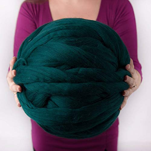 DIRUNEN Riesengarn für Armstricken oder Roving Chunky Merinowolle Garn Super sperriges Garn Extremes Stricken Häkeln Weben (Dunkelgrün 3kg) von DIRUNEN