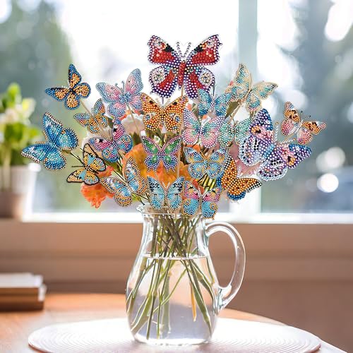 DISDADA 20 StüCk DIY Diamond Painting Schmetterling Blumenstecker Sets, Diamond Painting Kit für Blumentopf DraußEn und Drinnen Balkon Deko, Schmetterling DISDADA 20 StüCk DIY Diamond Painting Schmetterling Blumenstecker Sets, Diamond Painting Kit für Blumentopf DraußEn und Drinnen Balkon Deko, Schmetterling von DISDADA