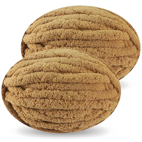 DISDADA Dicke Wolle zum Handstricken 2 StüCk 500g, Chunky Yarn Wolle zum HäKeln, Flauschig Weiche XXL wolle dick für Decke Sockenwolle Schal Mütze (Khaki) von DISDADA