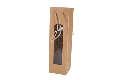 DISOK 12 Flaschentüten für Weinflaschen von Vino Kraft mit Fenster - Tüten für Wein Baratas, Original, hübsche Papiertüten, Pappe, braun, Kraft - Maße: 28 x 8 x 8 cm DISOK 12 Flaschentüten für Weinflaschen von Vino Kraft mit Fenster - Tüten für Wein Baratas, Original, hübsche Papiertüten, Pappe, braun, Kraft - Maße: 28 x 8 x 8 cm von DISOK