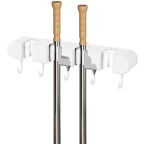 Besenhalter-Wandhalterung, ABS-Wandmontierter Besen-Organizer mit 4 Positionen, rutschfester 5-Haken-Besenhalter, multifunktionaler selbstklebender Mopphalter für Küche, Zuhause, Garage, Organisation, Besenhalter-Wandhalterung, ABS-Wandmontierter Besen-Organizer mit 4 Positionen, rutschfester 5-Haken-Besenhalter, multifunktionaler selbstklebender Mopphalter für Küche, Zuhause, Garage, Organisation, von DISPRA