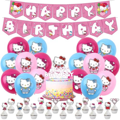 DIUKES Mädchen Party Deko, Geburtstag Deko Set mit Luftballons, Banner, Cupcake Dekorationen, Kuchendeko, 36 Pcs Rosa DIUKES Mädchen Party Deko, Geburtstag Deko Set mit Luftballons, Banner, Cupcake Dekorationen, Kuchendeko, 36 Pcs Rosa von DIUKES