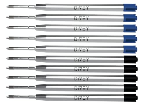 DIVEY Kugelschreiberminen für das G2-Format - hochwertige Großraumminen im 10er Pack - Ersatzminen - Kugelschreiber Minen - Kuliminen - Kugelschreiber Patrone - Schwarz & Blau DIVEY Kugelschreiberminen für das G2-Format - hochwertige Großraumminen im 10er Pack - Ersatzminen - Kugelschreiber Minen - Kuliminen - Kugelschreiber Patrone - Schwarz & Blau von DIVEY