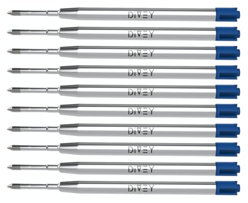 DIVEY Kugelschreiberminen für das G2-Format - hochwertige Großraumminen im 10er Pack - Ersatzminen - Kugelschreiber Minen - Kuliminen - Kugelschreiber Patrone - Blau von DIVEY