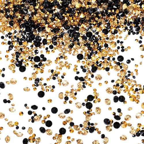 10000 Stück Klare Streukristalle Schwarz Und Gold Strasssteine Für Hochzeitstisch-Streuer Acryl Diamanten Tischdekoration Hochzeit Kristalle Für Vasenfüller Party(3 Mm, 4 Mm, 6 Mm) von DIVINA VITAE