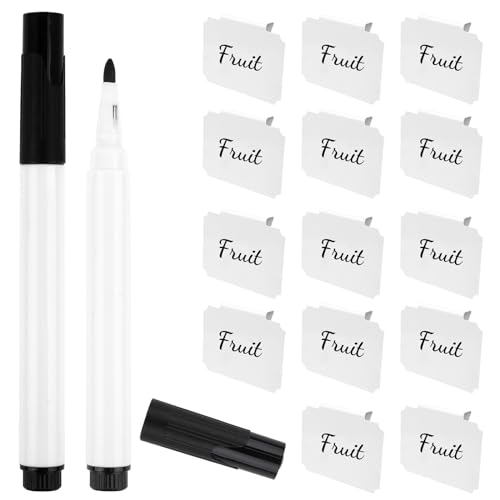 14 Stück Etikettenhalter Kunststoff Für KöRbe Mit 2 Stück Markierungsstiften, PVC Korbetiketten Clip Etiketten Zum Anklemmen,Abnehmbare Label Halter Für Lagerung KöRbe (Weiß) von DIVINA VITAE