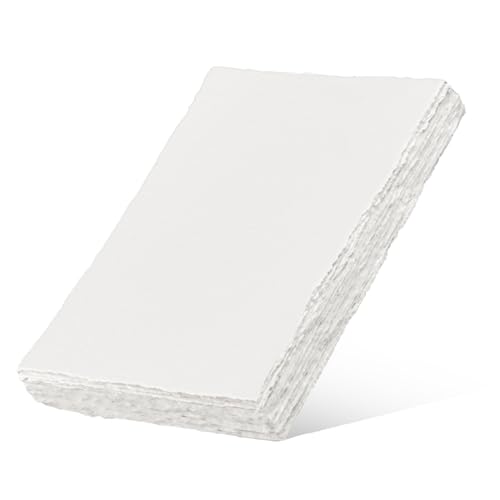 20 Pack Handgefertiges Weißes Büttenpapier Blanko, Aquarellpapier Dickes 300 GSM, Baumwoll-Aquarellpapier, Für GrußKarten DIY, Gemälde, Briefe, Schreibwaren, Student, Anfänger - 15.2 X 10.2 cm von DIVINA VITAE