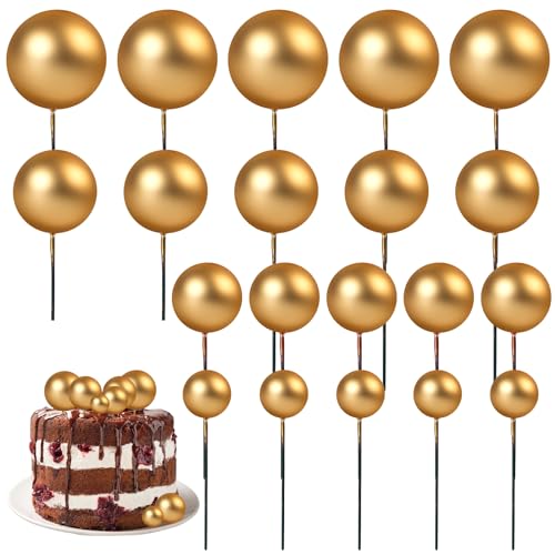 20 Stück Tortendeko Kugeln Gold Mini Ballon Torten Deko Geburtstagskuchen Cake Topper DIY Schaumstoffkugeln für Valentinstag Hochzeit Geburtstagsfeier von DIVINA VITAE