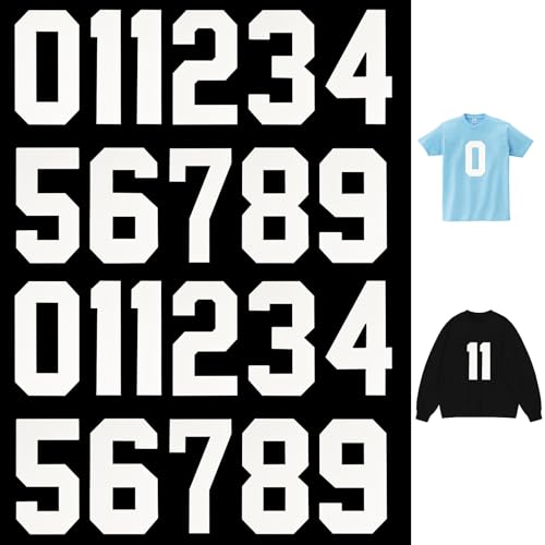 22 Blatt Bügelnummern 20 Cm 0 Bis 9 Zahlen Zum Aufbügeln Groß Weiß Wärmeübertragung Nummern Bügel Wasserdicht Zahlen Aufkleber Buchstaben Zum Aufbügeln Für Trikots Sport T-Shirts Kleidung Stoff von DIVINA VITAE