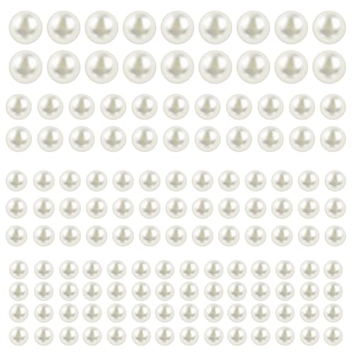 2800 Stück Perlen zum Kleben, Weiße Perlen, Selbstklebende Halbperlen, 4 Blatt 3/4/5/6mm Selbstklebende Perlen für Hochzeit Kleidung Schmuckherstellung DIY Halskette Armbänder Basteln Handy von DIVINA VITAE