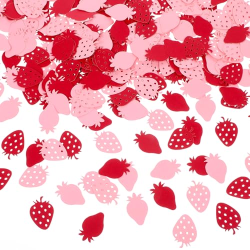 300 Stück Erdbeer Konfetti Papier Erdbeer Streudeko Kleine Rot Rosa Confetti Tisch Deko für Erdbeer Themen Babyparty Geburtstag Hochzeitsfeier Deko von DIVINA VITAE