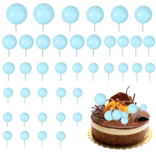 40 Stück Tortendeko Kugeln Rund Kuchenaufsätze Tortendeko Kugeln Schaumstoff Ballon Cupcake Topper Blau Kuchendekorationen DIY Torten Topper Dekoration für Geburtstag Babyparty von DIVINA VITAE