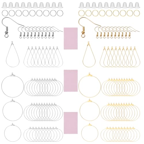 483 Stück Ohrringe Selber Machen Set mit Hypoallergenen Ohrring Haken Gummi Ohrstopper und Biegeringen Schmuckherstellung Zubehör für DIY-schmuck(Sliber, Gold) von DIVINA VITAE