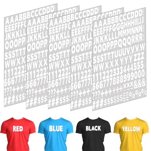 5 Blatt Bügelbilder Selbst Gestalten 830 Stück Stoff Wärmeübertragung Buchstaben und Zahlen Buchstaben Aufbügeln Waschbare Buchstaben Flicken für Sport T-Shirt Druck DIY (Weiß) von DIVINA VITAE