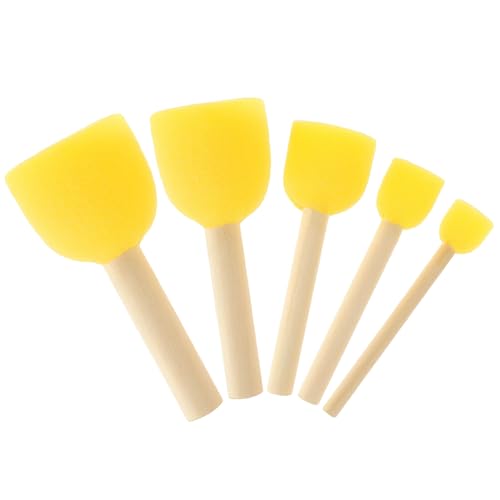 5 Stück Malerei Schwammpinsel Set 1.5/2/3/4/5cm Runde Schaumstoffpinsel mit Holzgriff Malschwamm Tupfpinsel für DIY Malerei Handwerk von DIVINA VITAE