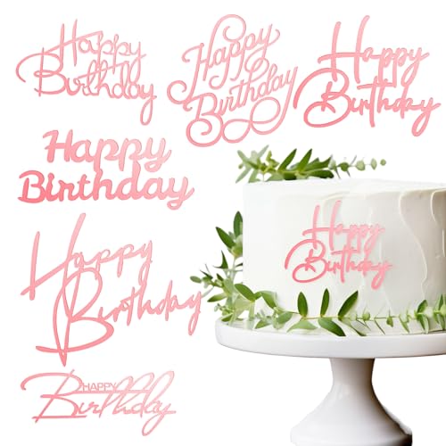 6 Stück Happy Birthday Cake Topper Tortendeko Roségold Kuchenaufsätze Happy Birthday Acryl Happy Birthday Geburtstagstorte Deko für Babyparty Jubiläumsfeier von DIVINA VITAE