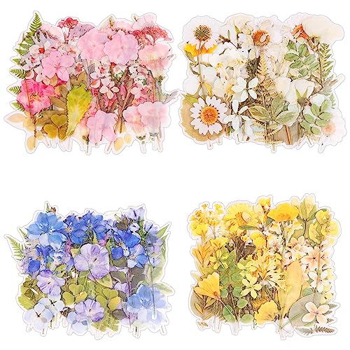 Blumen Aufkleber Set 160 Stück Transparente Blumen Sticker Aquarell Pflanze Aufkleber Vintage Bastelaufkleber Wasserdicht Blumenaufkleber für Scrapbooking DIY Handwerk Karte Handyhülle von DIVINA VITAE