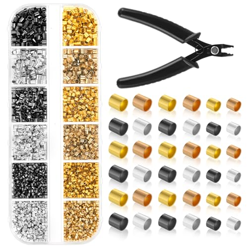DIVINA VITAE 2200stk Crimp Perlen Set, Quetschperlen Set mit Quetschzange, Quetschröhrchen für Schmuckherstellungs-Sets, Halsketten Armbänder DIY Schmuckherstellung (3 Größen, 4 Farben) von DIVINA VITAE