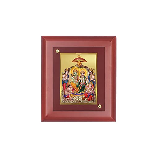 DIVINITI Ram Darbar Bilderrahmen, 24 Karat vergoldete Folie, rechteckiger Wand-Bilderrahmen, Tischdekoration, MDF, 1 Holz-Bilderrahmen, religiöses Idol für Pooja, Geschenkartikel (16,5 x 14,0 cm) von DIVINITI