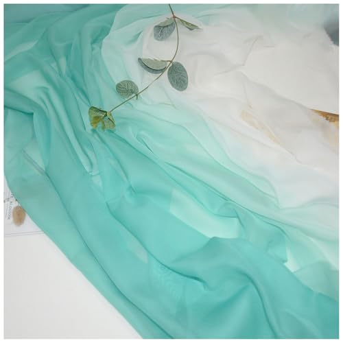 Chiffon-Stoff Meterware 150 cm Breiter Seidenkrepp Farbverlauf Bedruckter Chiffonstoff Nähmaterial für Hochzeitskleid, Party-Hintergrund und DIY-Bastelarbeiten(Blue 4) von DIWAL