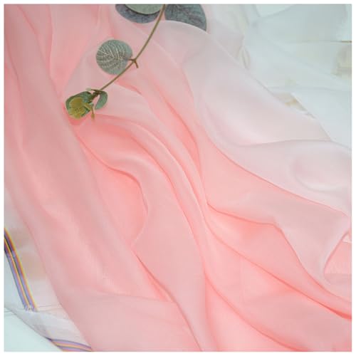 Chiffon-Stoff Meterware 150 cm Breiter Seidenkrepp Farbverlauf Bedruckter Chiffonstoff Nähmaterial für Hochzeitskleid, Party-Hintergrund und DIY-Bastelarbeiten(Pink 3) von DIWAL