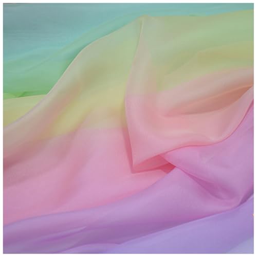 Dreifarbig Farbverlauf Chiffon-Stoff Meterware 150 cm Breiter Tüllstoff Bedruckter Chiffonstoff Nähmaterial für Hochzeitskleid, Party-Hintergrund und DIY-Bastelarbeiten(Pink 2) von DIWAL