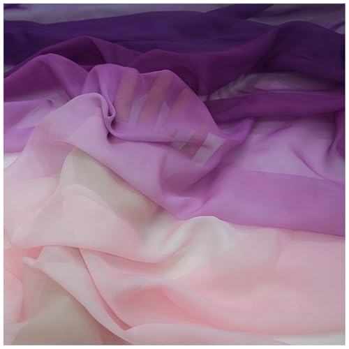 Zwei Farben Farbverlauf Chiffon-Stoff Meterware 145 cm Breiter Tüllstoff Bedruckter Chiffonstoff Nähmaterial für Hochzeitskleid, Party-Hintergrund und DIY-Bastelarbeiten(Pink 4) von DIWAL