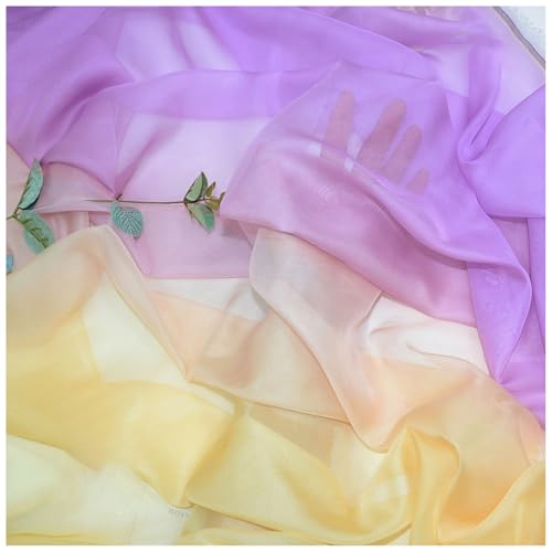 Zwei Farben Farbverlauf Chiffon-Stoff Meterware 145 cm Breiter Tüllstoff Bedruckter Chiffonstoff Nähmaterial für Hochzeitskleid, Party-Hintergrund und DIY-Bastelarbeiten(Purple 3) von DIWAL