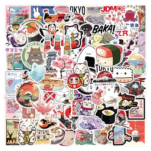 110 Stück Japanese Culture Stickers, Cartoon Aufkleber, Vinyl Wasserdichte Aufkleber für Laptop Gepäck Skateboard Fahrrad, Jugendliche und Erwachsene von DIWSO