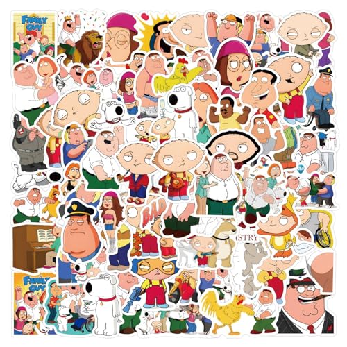 DIWSO 110 Stück Family Guy Aufkleber, Cartoon Aufkleber für Laptop Skateboard Scrapbook Computer Wasserflasche Gepäck Helm Fahrrad Auto Jugendliche Erwachsene von DIWSO
