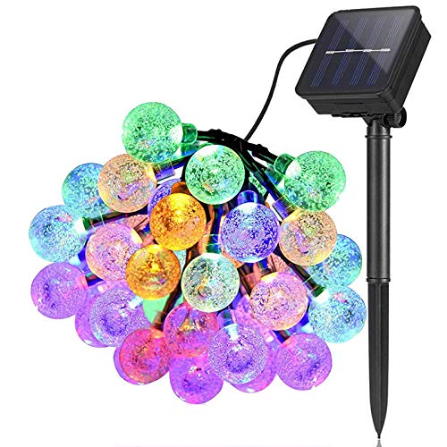 DIWUJI Solar Lichterketten Draussen Garten, 6,5 m 30 LED Wasserdicht Lichterketten Globus Kristallkugel Dekor Festival Bunt Licht für Party Hochzeit Terrasse Weihnachten Dekoration (Mehrfarbig) von DIWUJI