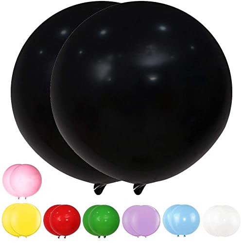 DIWULI 2 Stück gigantische XXL Pastell Luftballons, Riesen Luftballons Schwarz, Pastellfarben Latex-Ballons, Latexluftballons, Pastell-Ballons, Party-Deko, Hochzeit, Kinder-Geburtstag Junge Mädchen von DIWULI