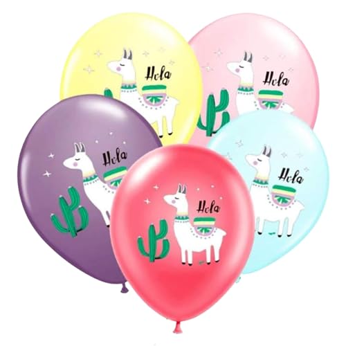 DIWULI, 5 Stück Alpaka Lama Luftballons, Pinata Latex-Ballons, Latexluftballons, buntes Ballon-Set, Geburtstags-Ballons, Geburtstagslama Ballons für Geburtstag, Motto-Party, Dekoration, Geschenk-Deko von DIWULI