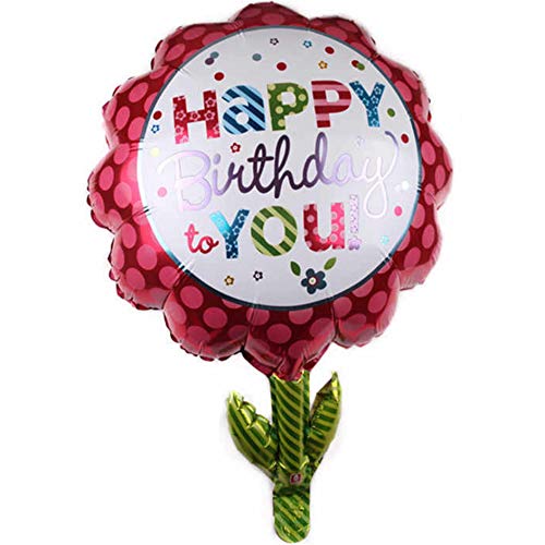 DIWULI Happy Birthday Ballon Blume - Happy Birthday Luftballon, Folienballon Geburtstag Helium Geburtstagsballon Luftballon Geburtstag Mädchen Junge Kindergeburtstag, Party Dekoration Geburtstagsdeko von DIWULI