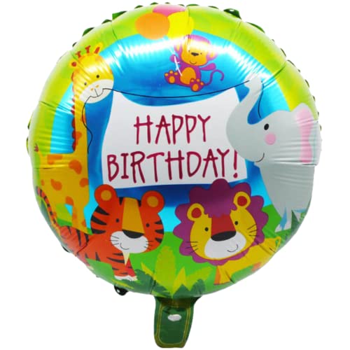 DIWULI Happy Birthday Ballon Tiere - Happy Birthday Luftballon Dschungel, Folienballon Geburtstag Helium Geburtstagsballon Luftballon Geburtstag Junge Mädchen Kindergeburtstag, Party-Deko Dekoration von DIWULI