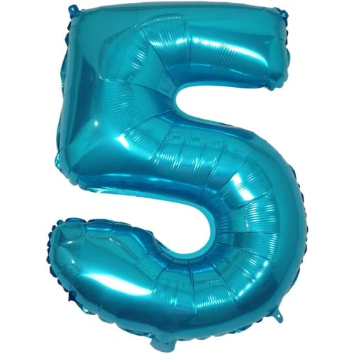 DIWULI Luftballon 5 Geburtstag XL Blau - Zahlen-Ballon Deko von DIWULI